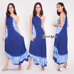 ชุดเดรสคอปาดลายมัดย้อมตัวยาวสไตล์โบฮี่เมี่ยนสีสันสดใส-620933110210