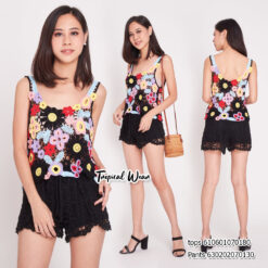 เสื้อครอปลายดอกไม้สีสันสดใส-610601070180