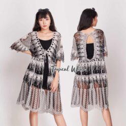 summer lace cut out back cover 621001050220 เสื้อคลุมลูกไม้เจาะหลัง