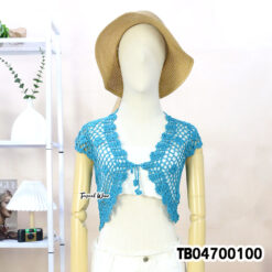 Multi-color handmade cotton crochet crop vest with tie front เสื้อถักน่ารักๆ
