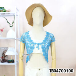 Multi-color handmade cotton crochet crop vest with tie front เสื้อถักน่ารักๆ