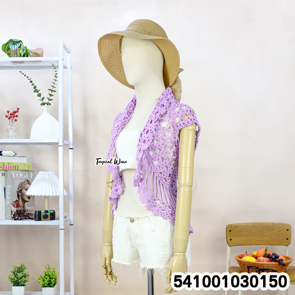 เสื้อคลุมถักโครเชต์ เสื้อคลุมไหมพรม Thai handmade cotton crochet vest, sleeveless and free-size.