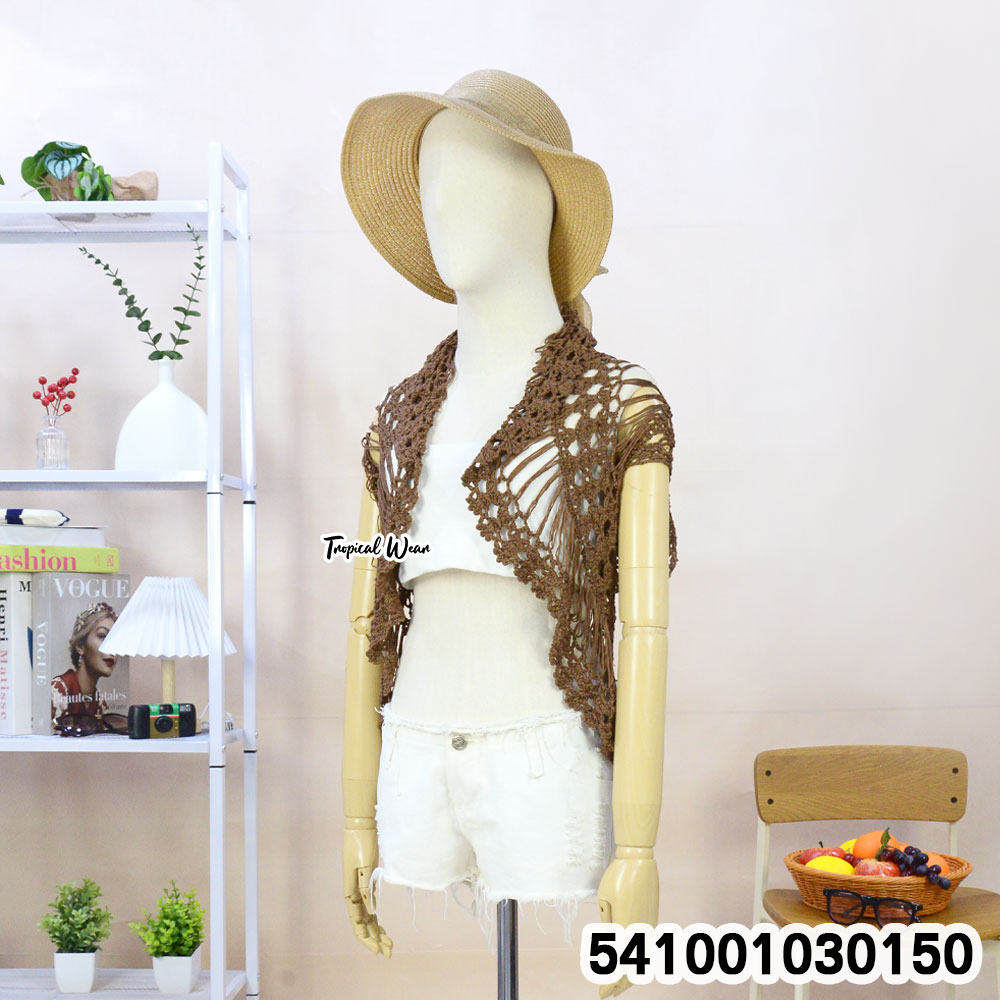 เสื้อคลุมถักโครเชต์ เสื้อคลุมไหมพรม Thai handmade cotton crochet vest, sleeveless and free-size.