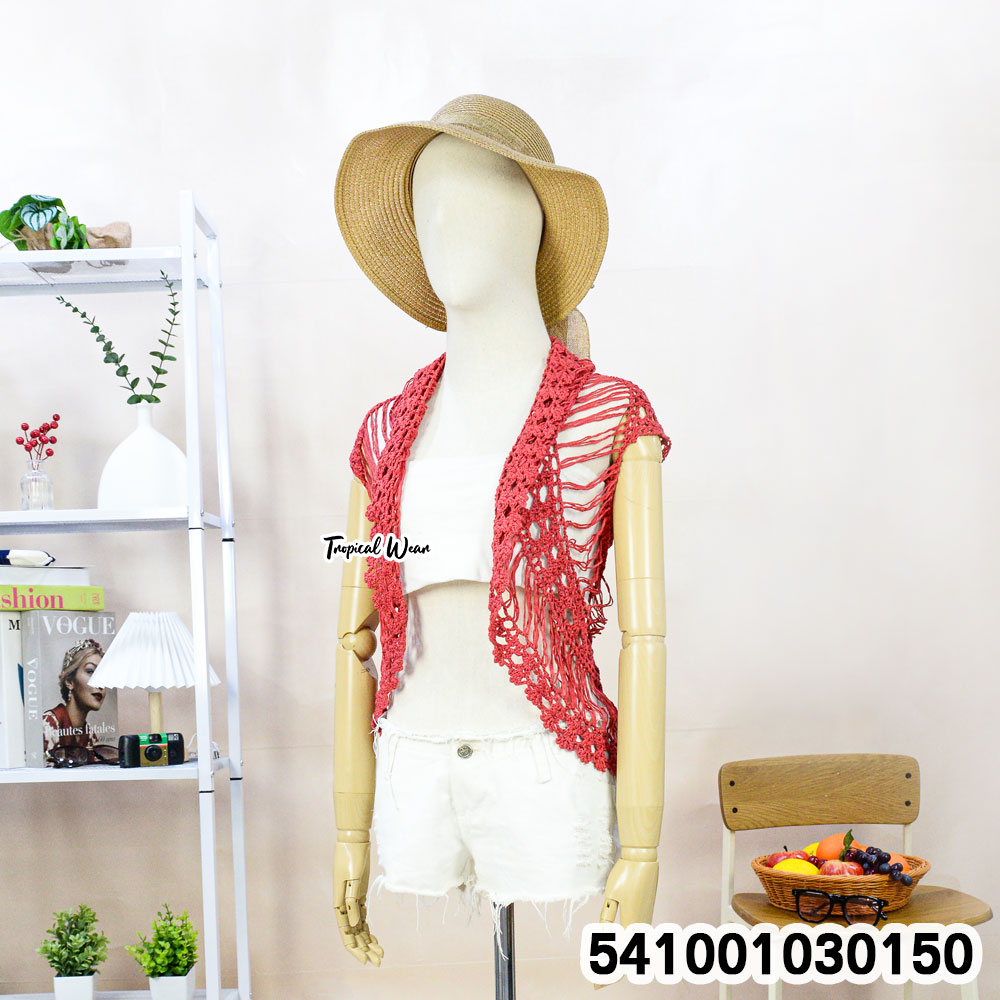 เสื้อคลุมถักโครเชต์ เสื้อคลุมไหมพรม Thai handmade cotton crochet vest, sleeveless and free-size.