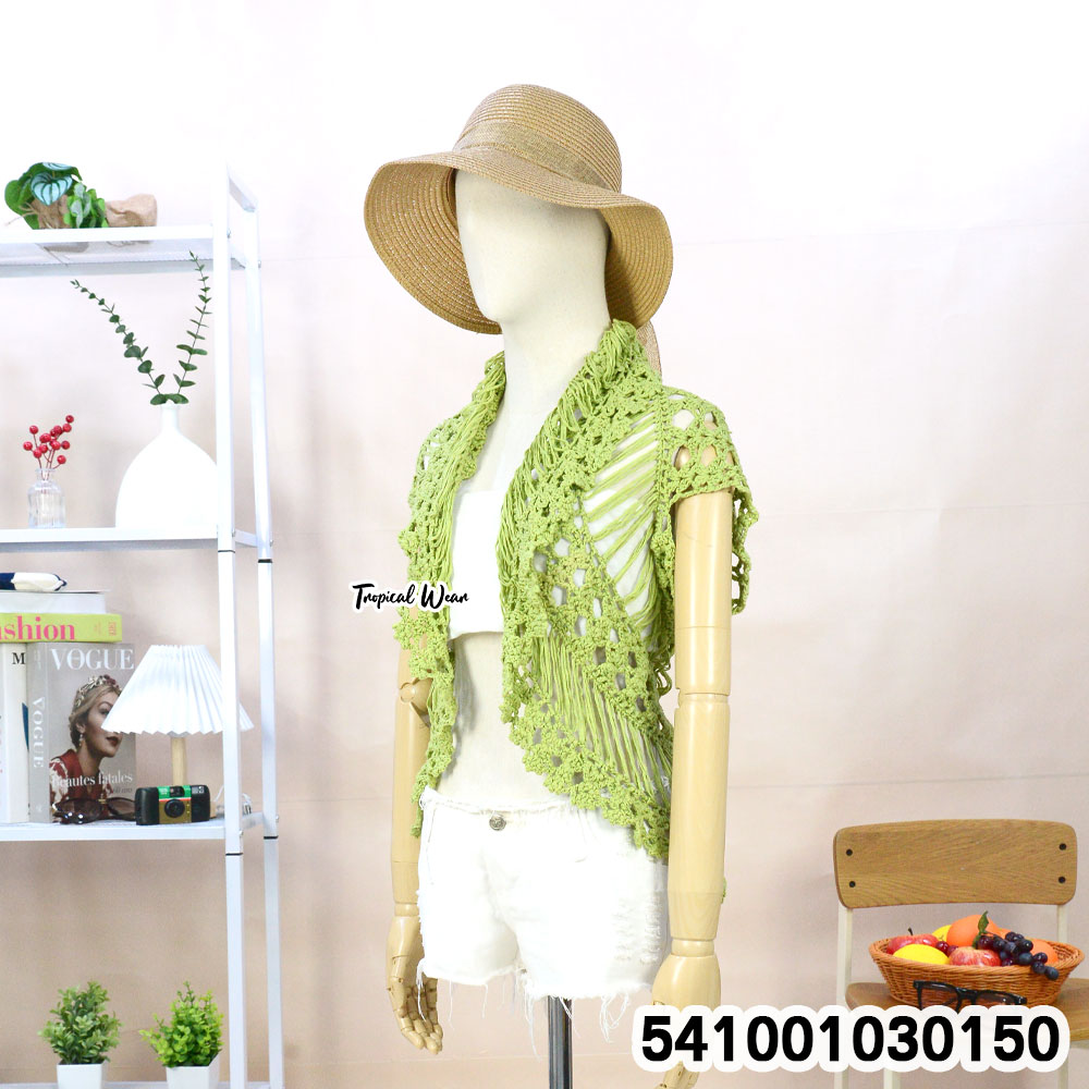 เสื้อคลุมถักโครเชต์ เสื้อคลุมไหมพรม Thai handmade cotton crochet vest, sleeveless and free-size.