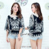 เสื้อลูกไม้ฉลุลายเอวจั๊ม