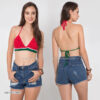 Watermelon-inspired crochet triangle bralette for playful holiday styling
