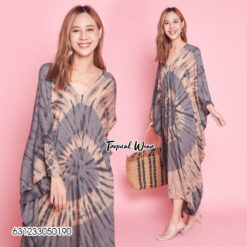 โบฮีเมี่ยนเดรสทรงค้างคาวลายมัดย้อม-631233050190