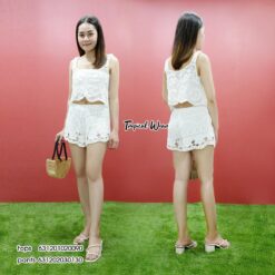เสื้อครอปแขนกุดลายลูกไม้-631201020090 - Image 2