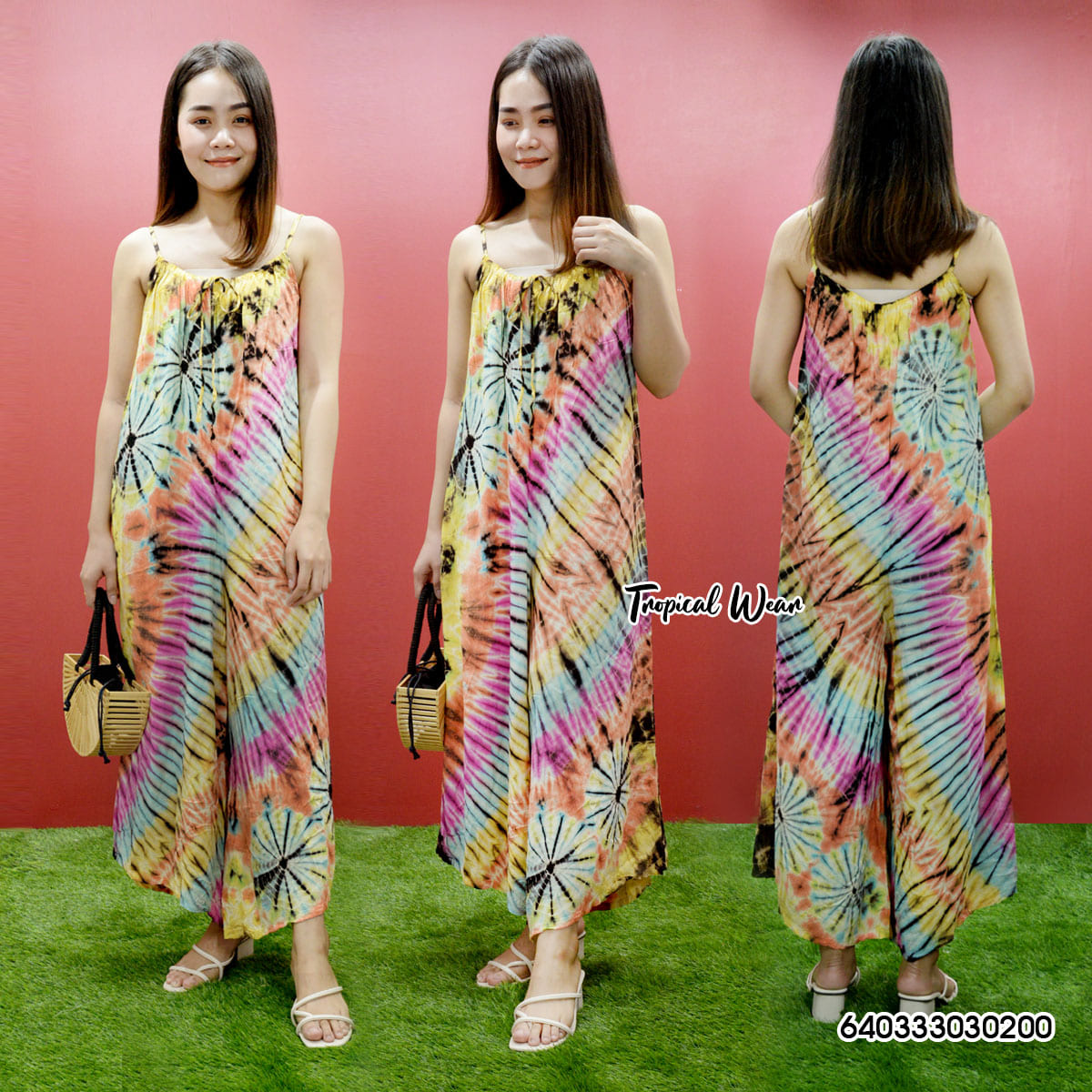 ชุดจั๊มสูทสายเดี่ยว ผ้ามัดย้อม-640333030200 - Image 4