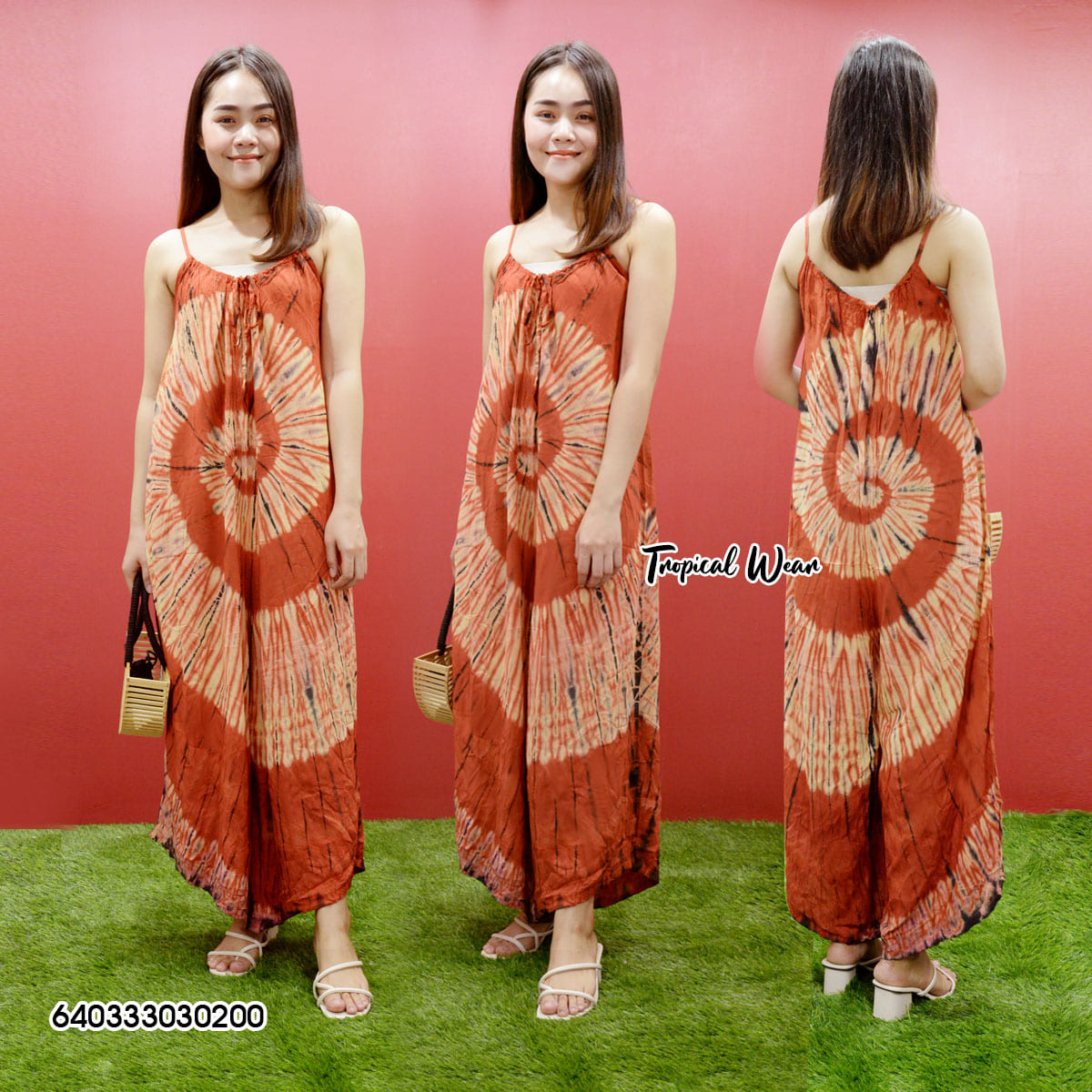 ชุดจั๊มสูทสายเดี่ยว ผ้ามัดย้อม-640333030200 - Image 6