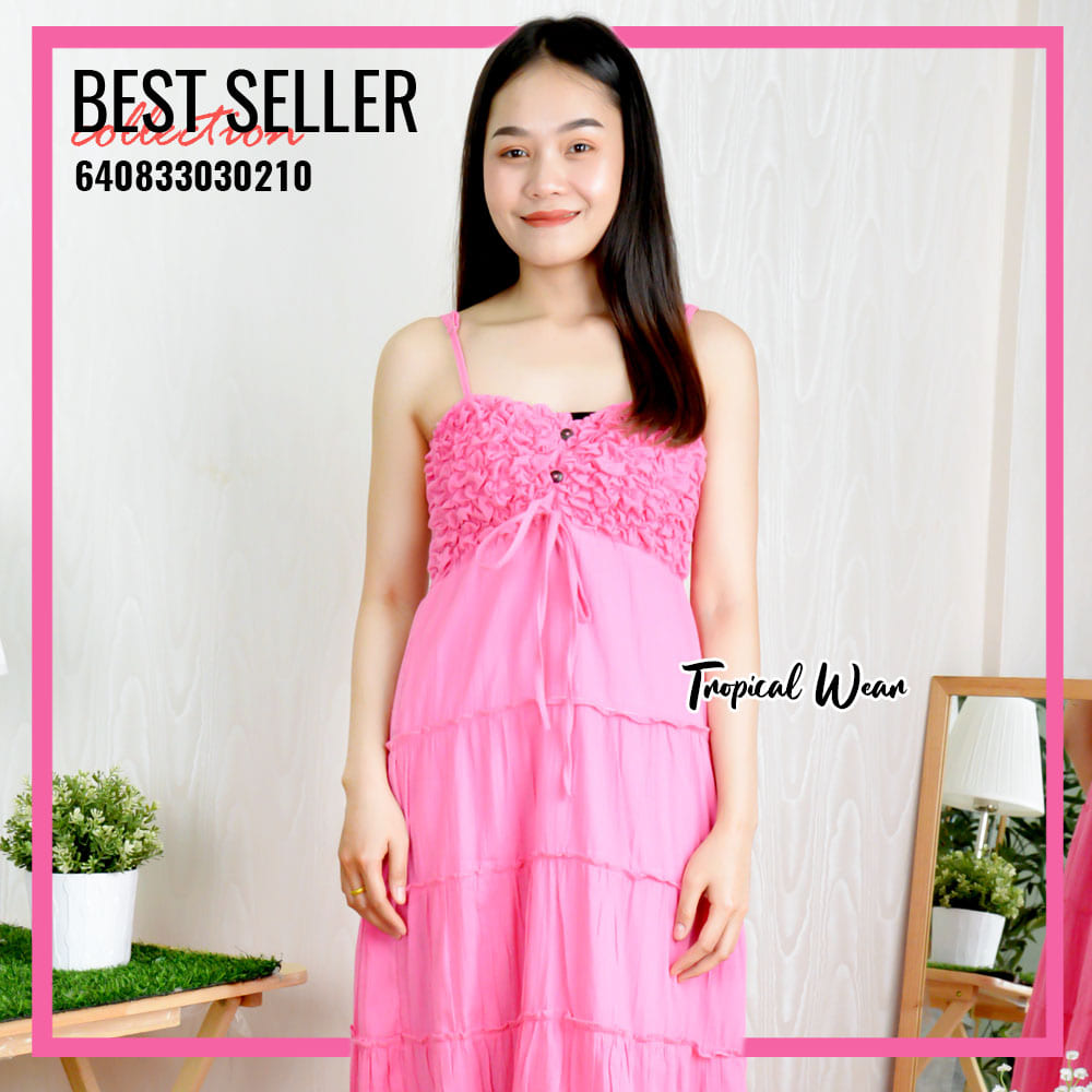 MAXI DRESS ชุดเดรสขยุ้มอกกระดุมหน้า-640833030210 - Image 11