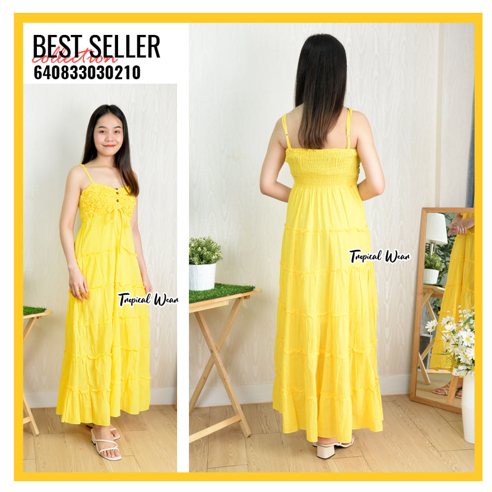 MAXI DRESS ชุดเดรสขยุ้มอกกระดุมหน้า-640833030210 - Image 15