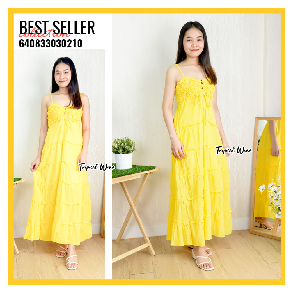 MAXI DRESS ชุดเดรสขยุ้มอกกระดุมหน้า-640833030210 - Image 16