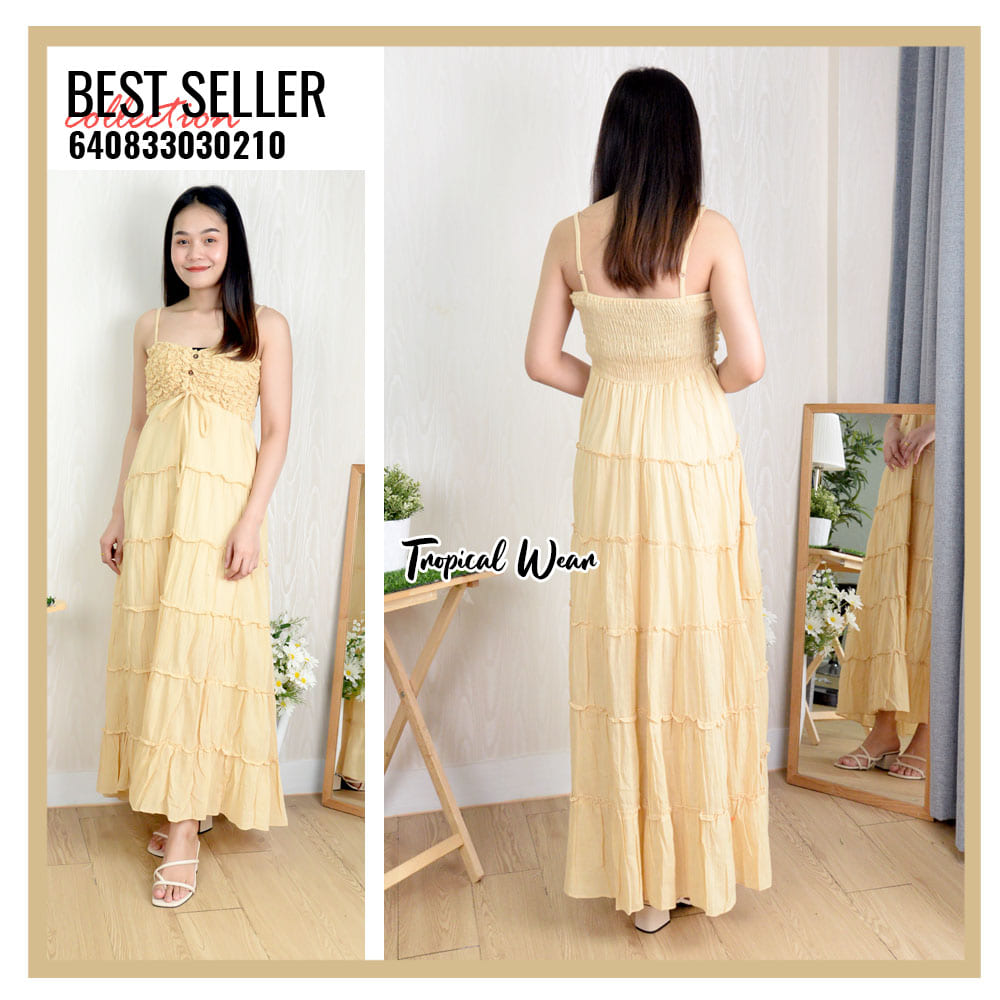 MAXI DRESS ชุดเดรสขยุ้มอกกระดุมหน้า-640833030210 - Image 6