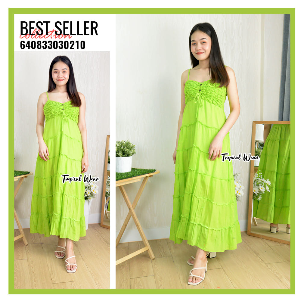 MAXI DRESS ชุดเดรสขยุ้มอกกระดุมหน้า-640833030210 - Image 21
