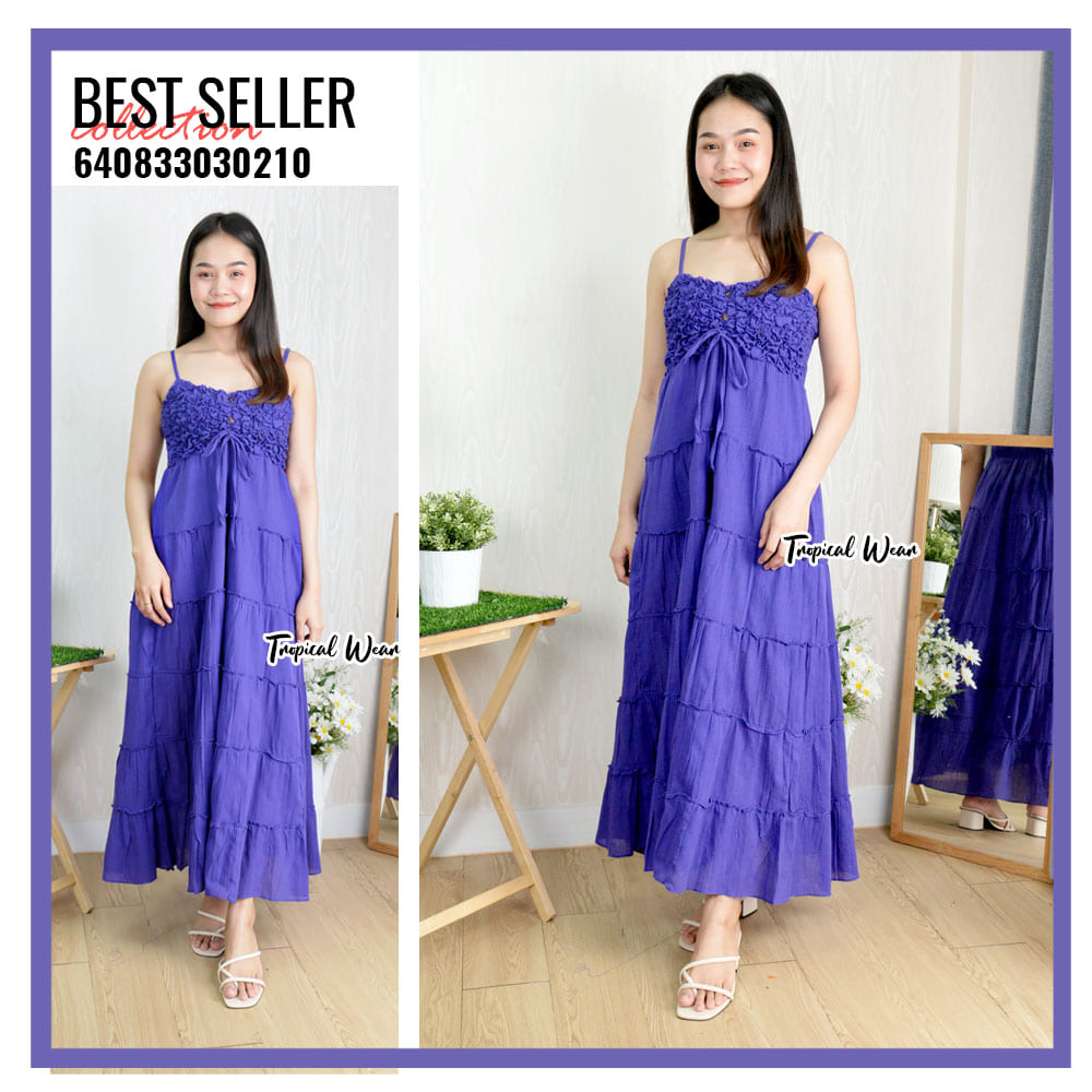 MAXI DRESS ชุดเดรสขยุ้มอกกระดุมหน้า-640833030210 - Image 24