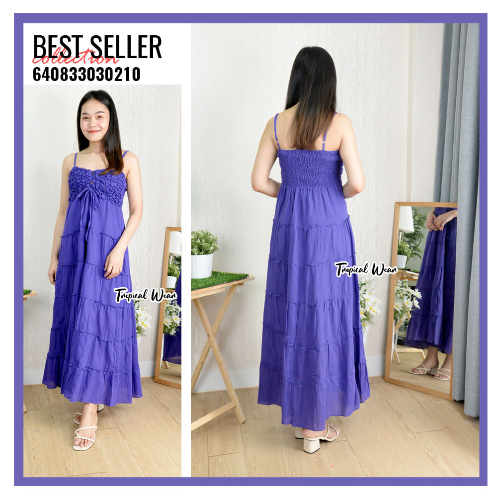 MAXI DRESS ชุดเดรสขยุ้มอกกระดุมหน้า-640833030210 - Image 25