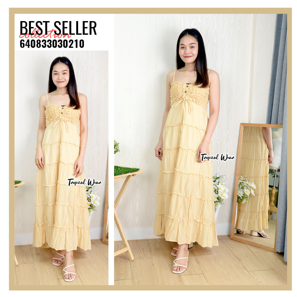 MAXI DRESS ชุดเดรสขยุ้มอกกระดุมหน้า-640833030210 - Image 7