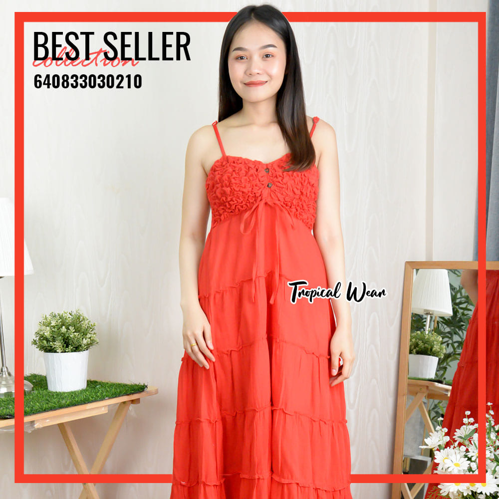 MAXI DRESS ชุดเดรสขยุ้มอกกระดุมหน้า-640833030210 - Image 8