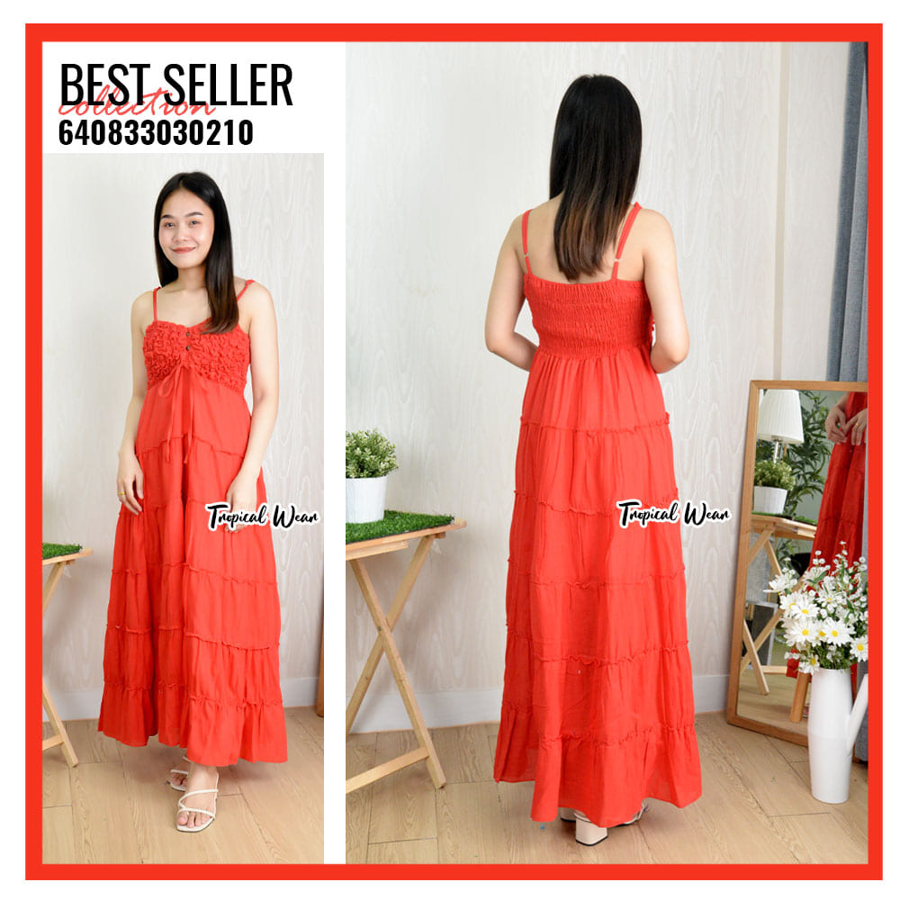 MAXI DRESS ชุดเดรสขยุ้มอกกระดุมหน้า-640833030210 - Image 9