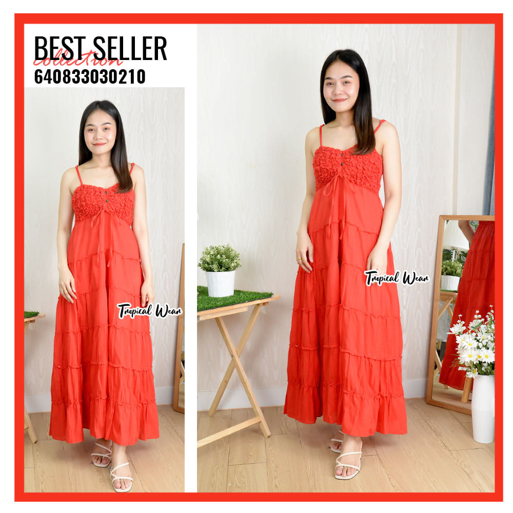 MAXI DRESS ชุดเดรสขยุ้มอกกระดุมหน้า-640833030210 - Image 10