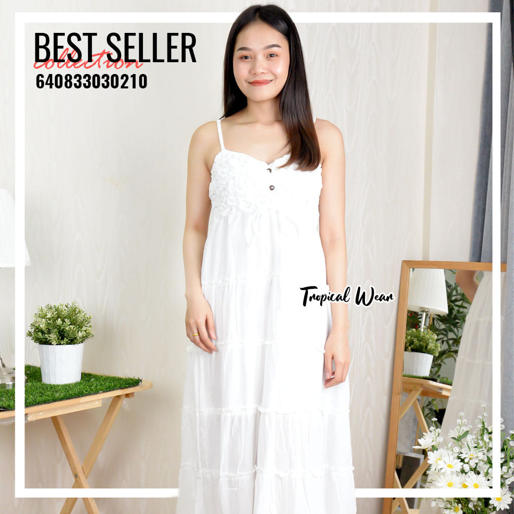 MAXI DRESS ชุดเดรสขยุ้มอกกระดุมหน้า-640833030210 - Image 2