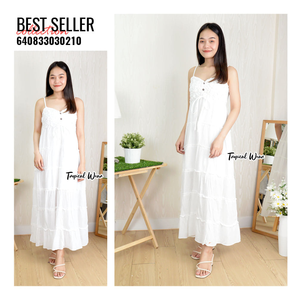 MAXI DRESS ชุดเดรสขยุ้มอกกระดุมหน้า-640833030210 - Image 4