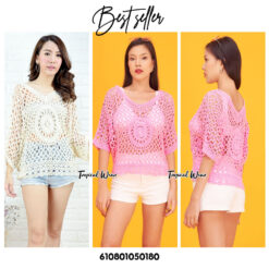เสื้อลูกไม้ฉลุลาย ทรงปีกค้างคาว-610801050180
