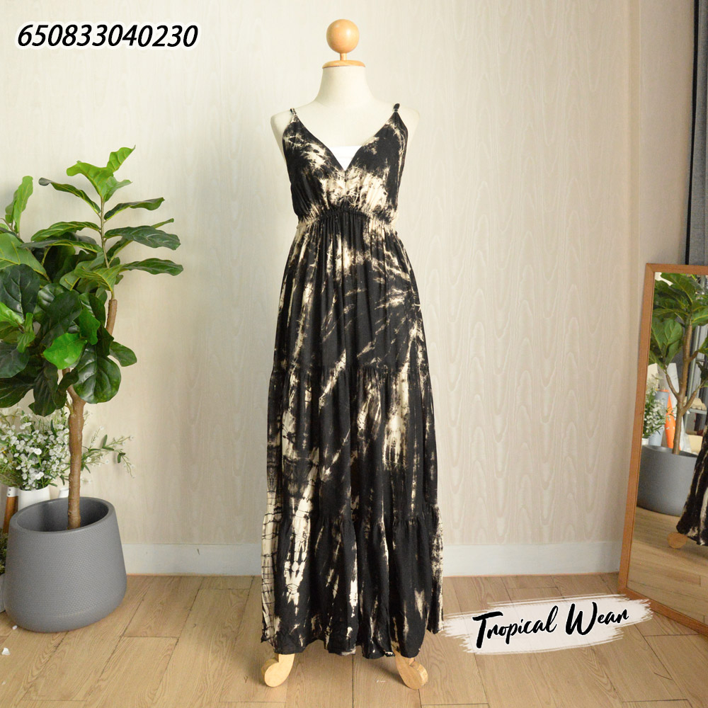 เดรสคอวีสายเดี่ยว ลายมัดย้อม – 650833040230 - Image 8