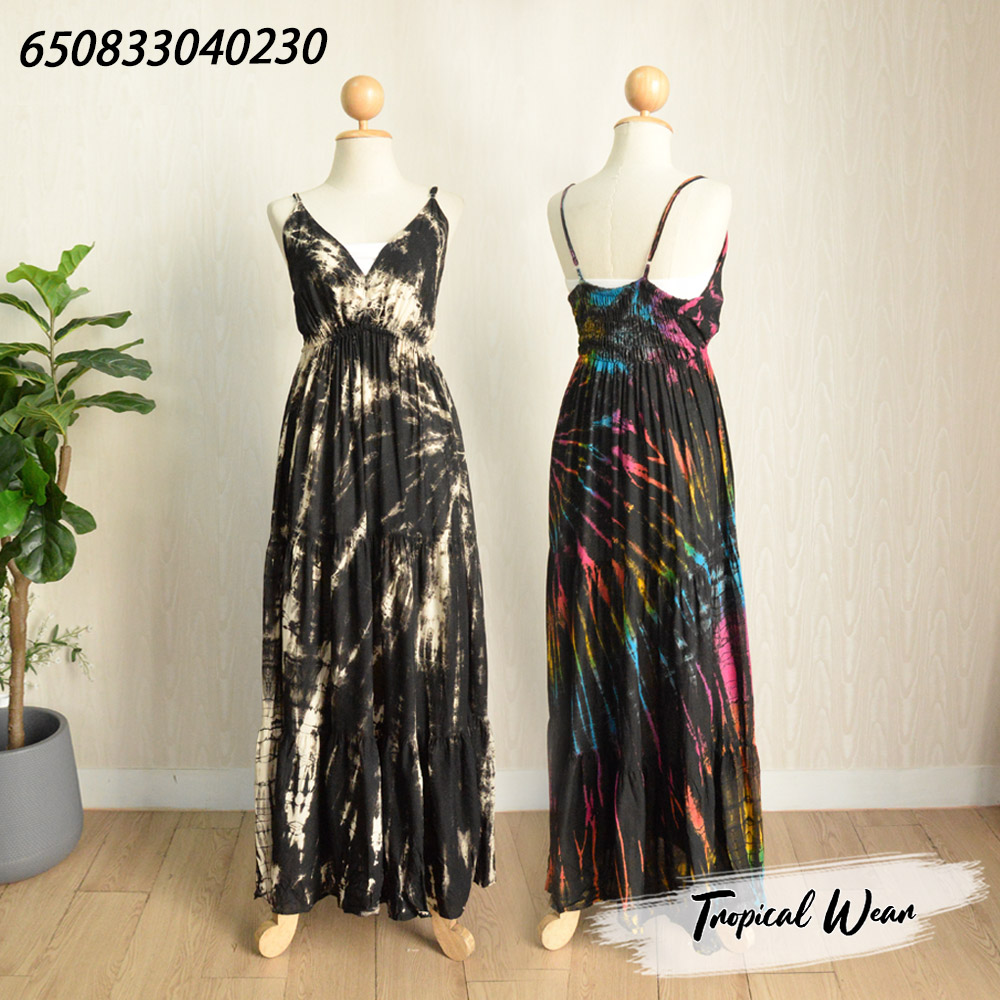 เดรสคอวีสายเดี่ยว ลายมัดย้อม – 650833040230 - Image 6
