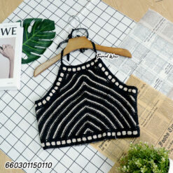 เสื้อครอปถักโครเชต์ผูกคอ - 660301150110