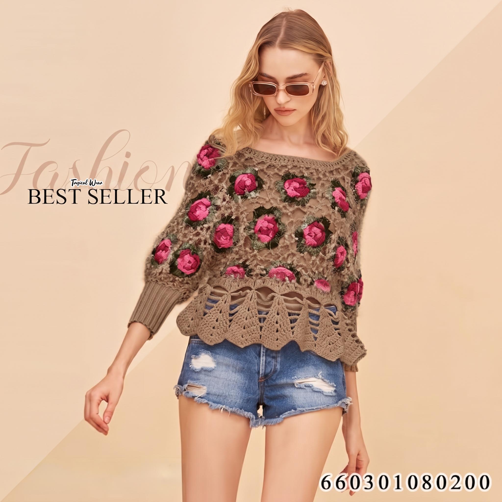 เสื้อถักลายดอกขนมิ้ง - 660301080200