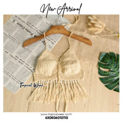 บิกินี่ถักโครเชต์ชายพู่ติดลูกปัด (ไม่มีฟองน้ำเสริมทรง)-630806010110