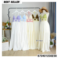 Boutique Crochet Summer Dress Wholesale - Cotton Summer Dress in Purple, blue, Pink, Beige, Brown Green with cream fabric