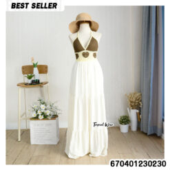 Boutique Crochet Summer Dress Wholesale - Cotton Summer Dress in Purple, blue, Pink, Beige, Brown Green with cream fabric