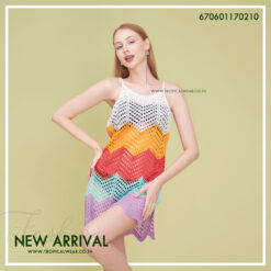 Colorful Knitted Summer Dress with Rainbow Stripes