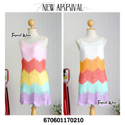 Colorful Knitted Summer Dress with Rainbow Stripes