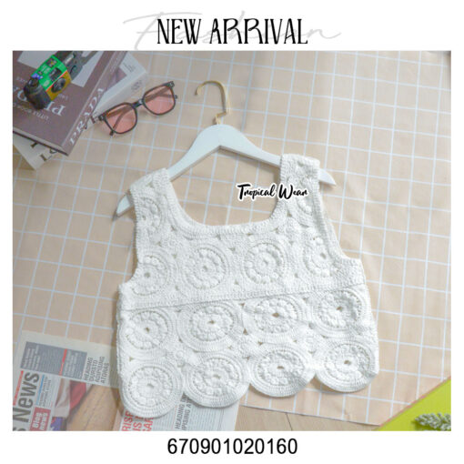 Casual cotton crochet tank top free size with stretchable fabric for a comfortable fit