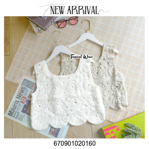 Casual cotton crochet tank top free size with stretchable fabric for a comfortable fit