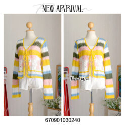 Free-size multicolor crochet cardigan with a stretchable back for comfort