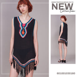 Free-size crochet fringe tunic for women, perfect for summer and beachwear