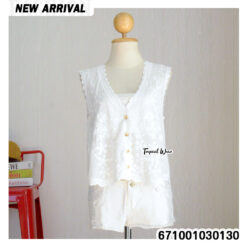 Bohemian embroidered cotton vest with button accents, ideal for casual summer wear