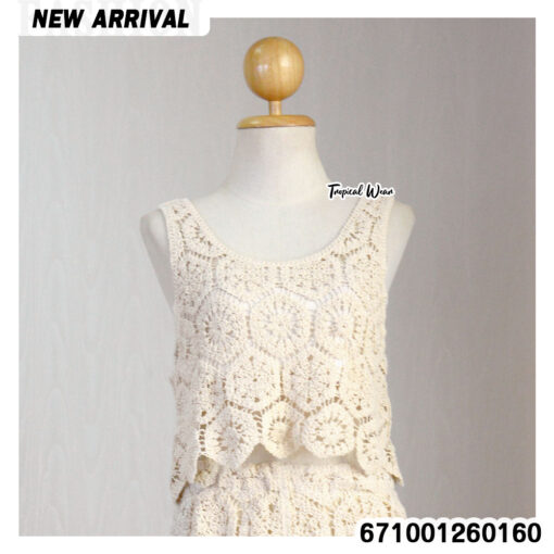 Casual cotton crochet crop top, free size