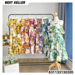 Off-shoulder floral dress comes in many color