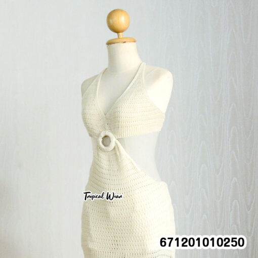 Knitted beach coverup dress with stretchable and breathable fabric