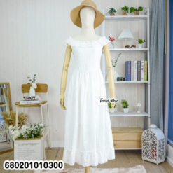 A romantic ruffle midi cotton dress