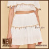 Boho cotton mini skirt with shell trim and coins – perfect for beach fashion and summer shops