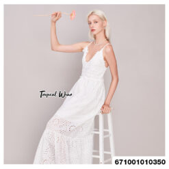 Summer lace top maxi dress, free-size and perfect for casual beachwear.
