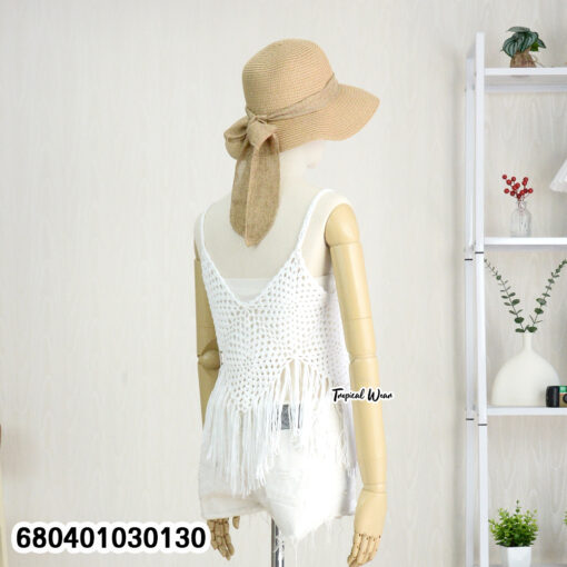 Handmade cotton fringe crochet top, boho beachwear style